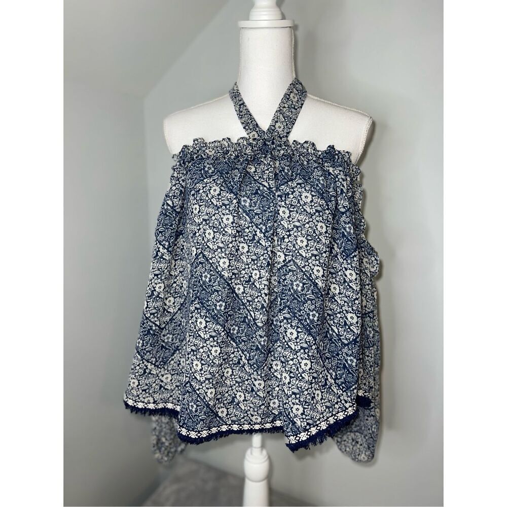 Women’s Boho Chiffon Flutter Sleeves Off the Shoulder Top Large